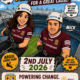 Image of promotion for abseil in Croke park for Mayo cancer support featuring two cartoon images of people abseiling.